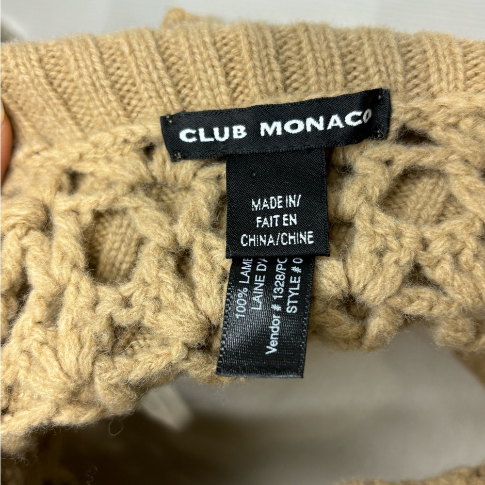 Club Monaco Wool Crochet Poncho Tan O/S EUC - Picture 8 of 11
